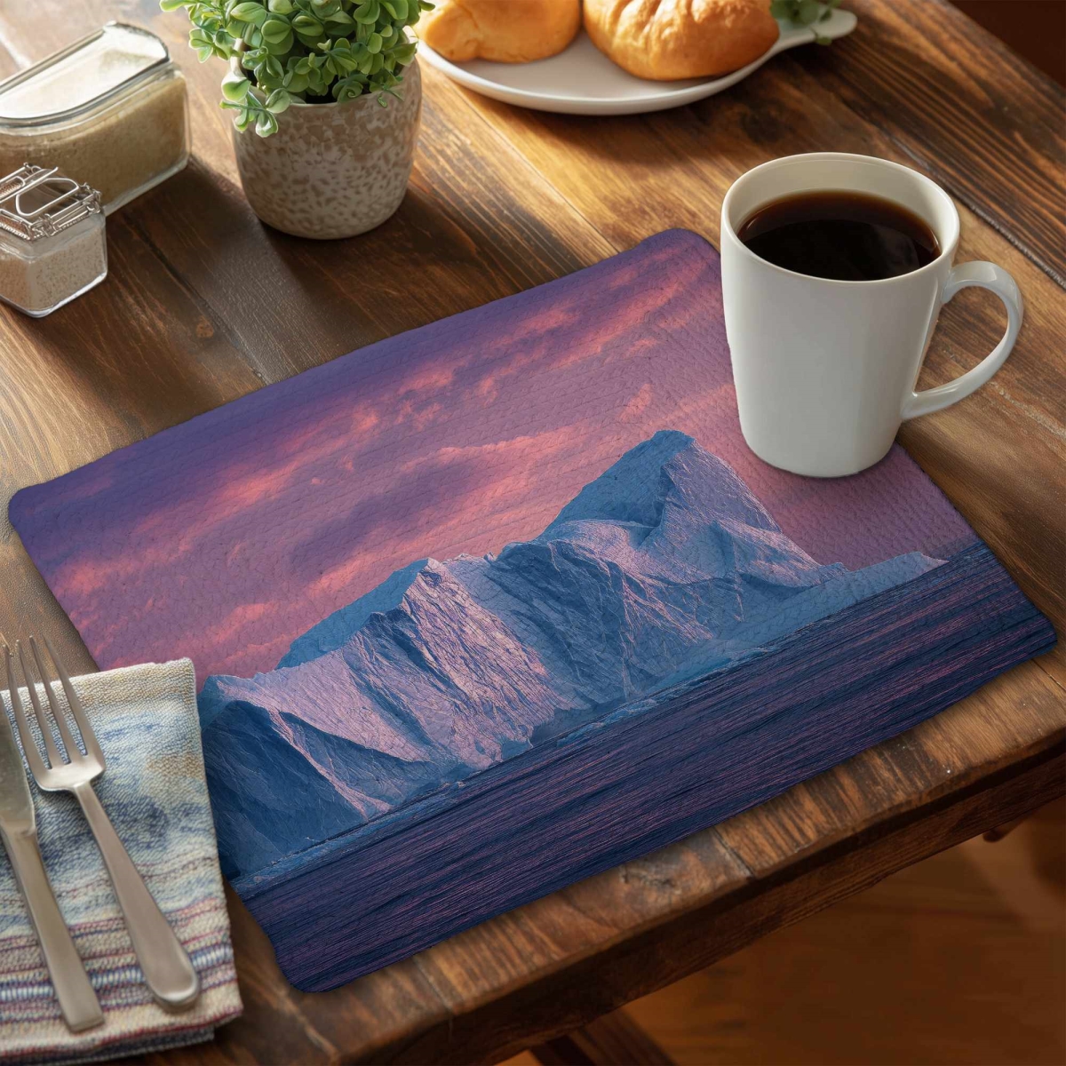 Picture of MWW CBPM1418X55GSU 14 x 18 in. Iceberg at Dusk - Braided Polyester Placemat for Home Decor