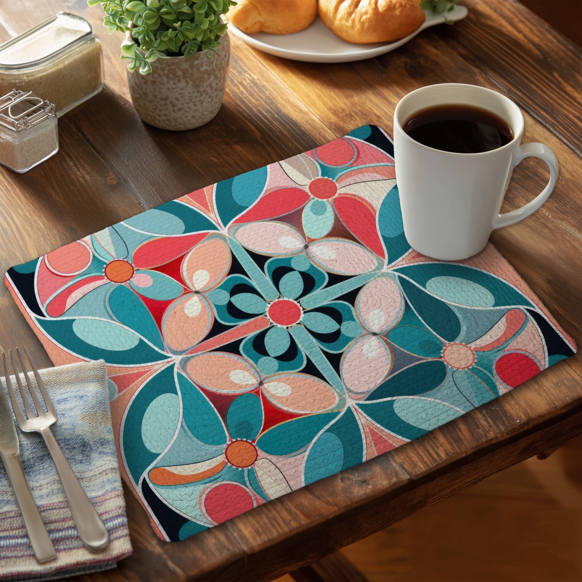 Picture of MWW CBPM1418KLX928 14 x 18 in. Sweet Curves - Pink Braided Polyester Placemat for Home Decor