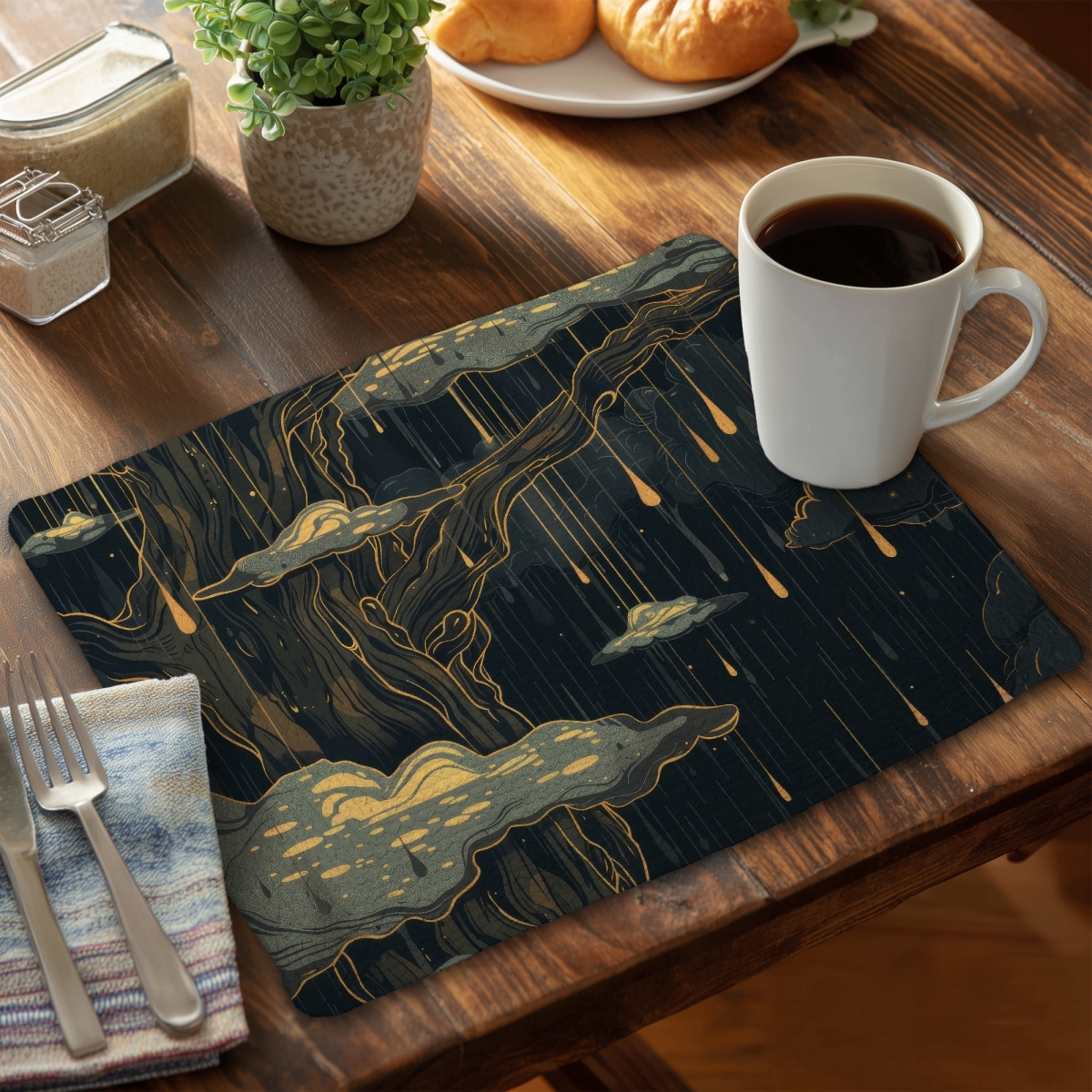 Picture of MWW CBPM1418RDVD9S 14 x 18 in. Goopy Yellow Braided Polyester Placemat - Home Decor Essential