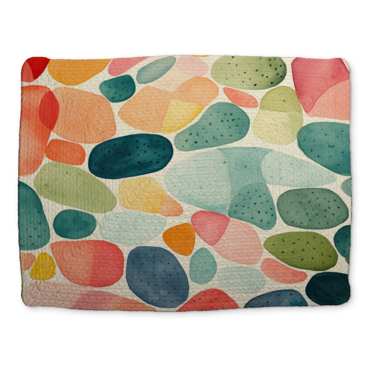 Picture of MWW CBPM1418RE3FA7 14 x 18 in. Seedy Shapes - Blue Braided Polyester Placemat for Home Decor