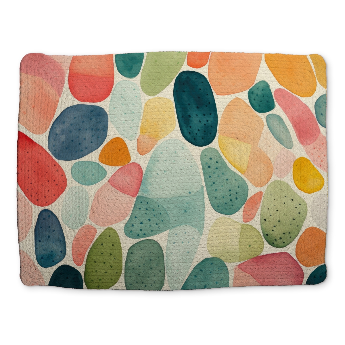 Picture of MWW CBPM1418SUKL87 14 x 18 in. Seedy Shapes - Turquoise Braided Polyester Placemat for Decor