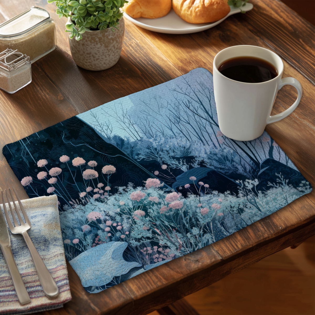 Picture of MWW CBPM1418TYOYO7 14 x 18 in. Annual Freeze Blue Braided Polyester Placemat - Home Decor