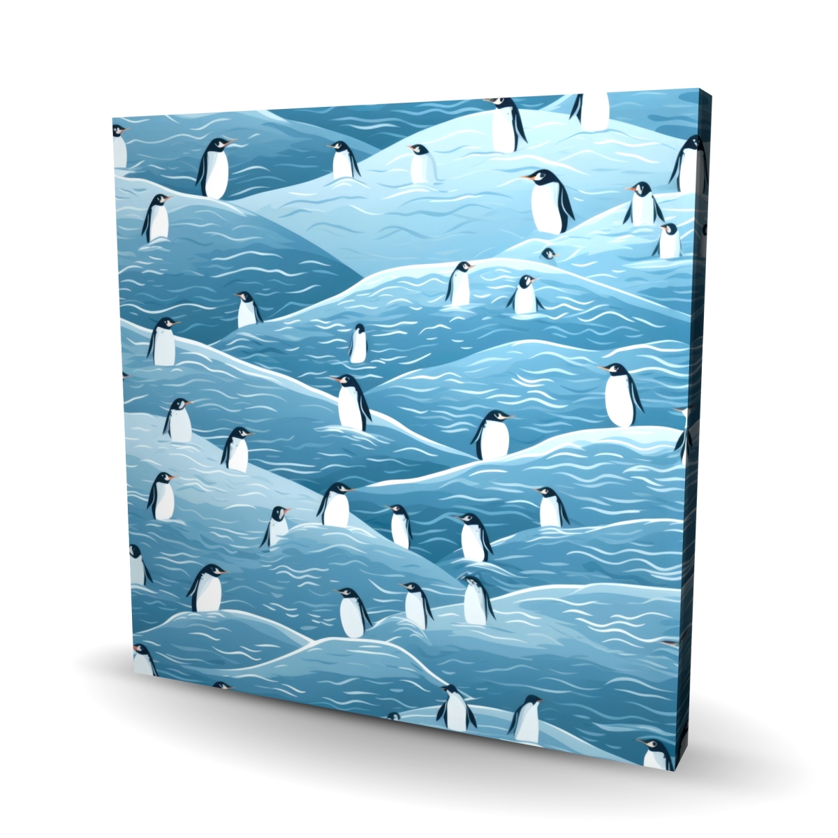 C1RC24249H2LAE 24 x 24 in. Penguins Wandering Blue Canvas Wall Art - Unique Home Decor Accent