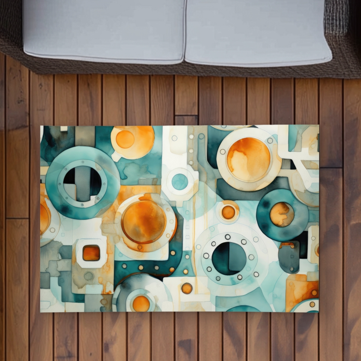 C1ROAR239WW9GI 2 x 3 ft. Decomposed Porthole - Orange Outdoor Rectangle Area Rug for Home Decor