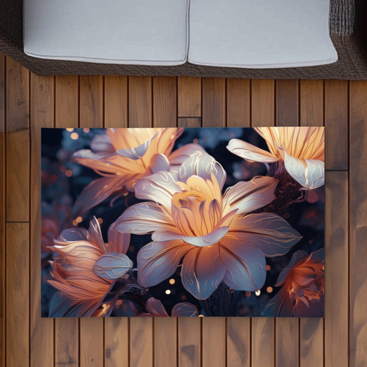 C1ROAR23IWDH2W 2 x 3 ft. Pixie Flowers Black Outdoor Rectangle Area Rug for Home Decor - Durable