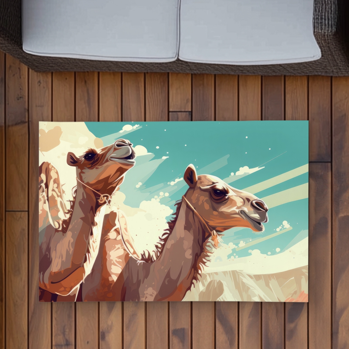 C1ROAR23VAYSD0 2 x 3 ft. Two Camels Turquoise Outdoor Rectangle Area Rug - Home Decor Essential