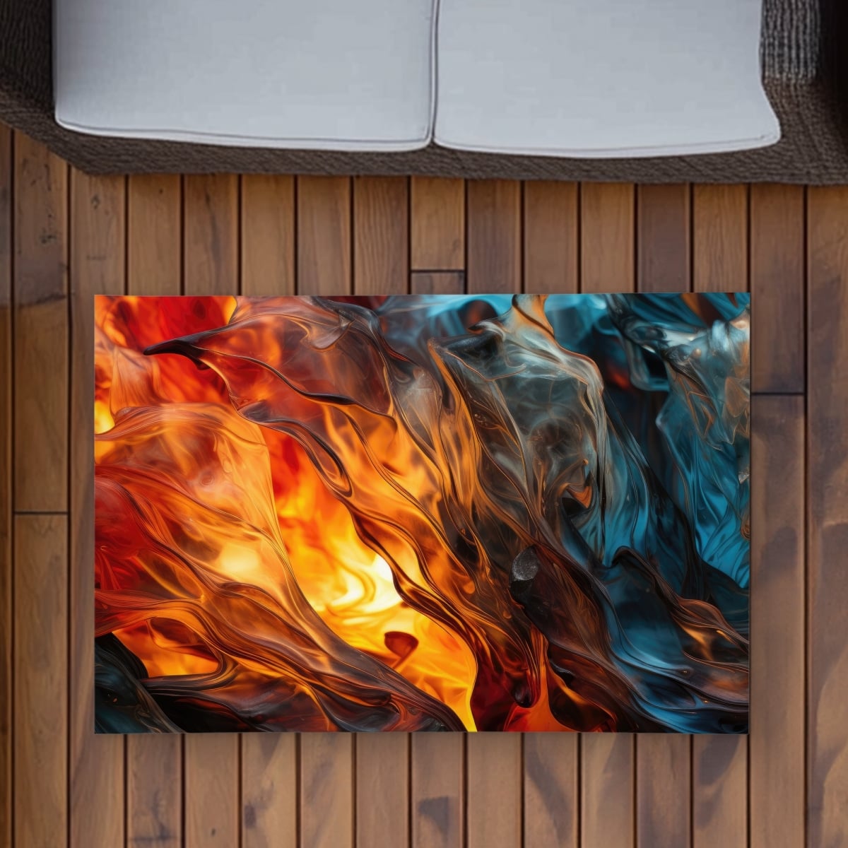 C1ROAR234ASWLC 2 x 3 ft. Crystallized Fire - Blue Outdoor Rectangle Area Rug for Home Decor