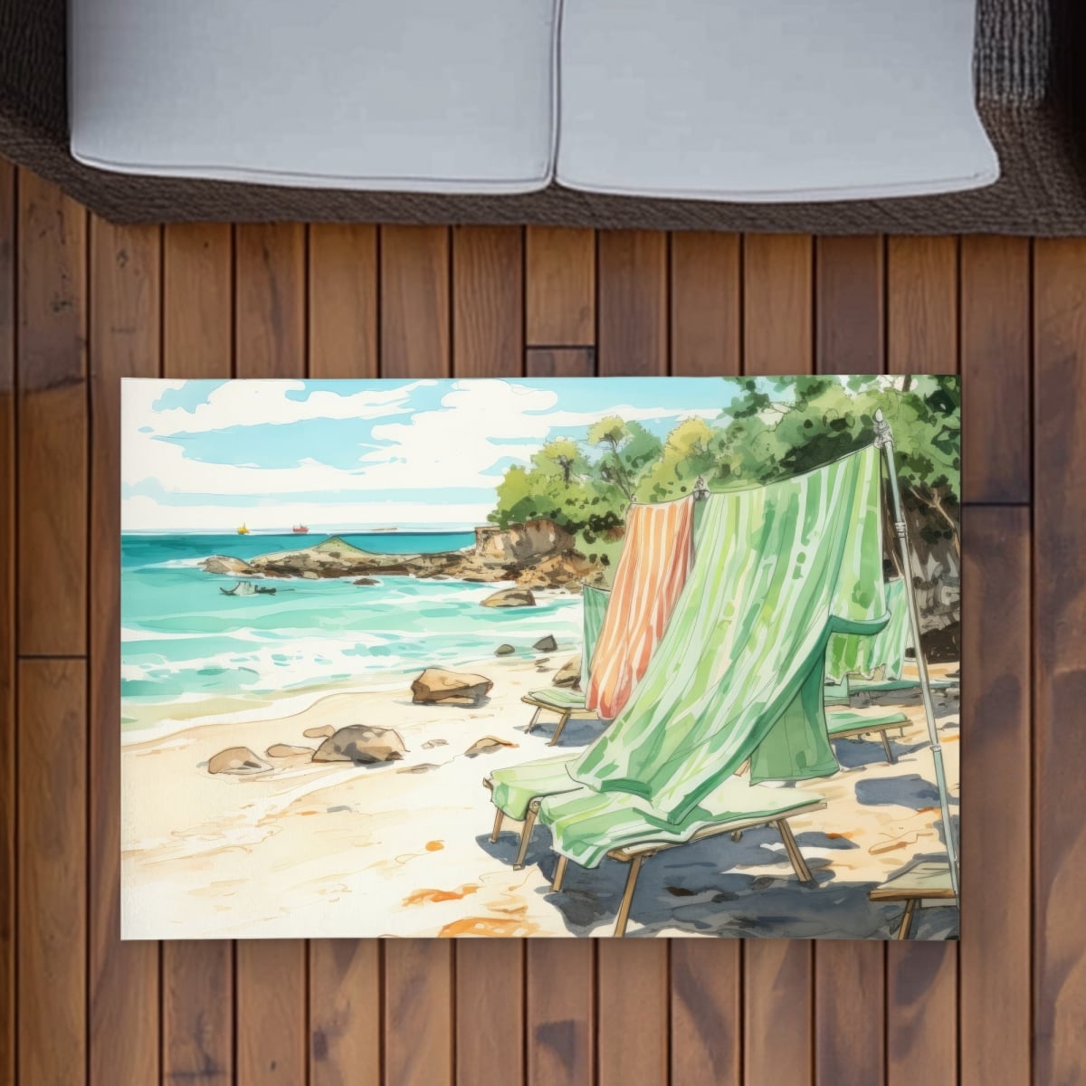 C1ROAR23X7TKY0 2 x 3 ft. Beach Calm Beige Outdoor Rectangle Area Rug - Home Decor Essential