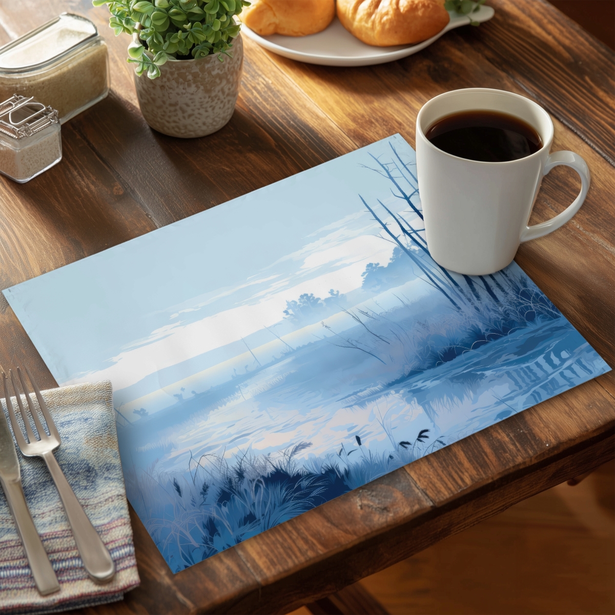 Picture of MWW CPPM1418F47WBE 14 x 18 in. Cold Swamp Black Polyester Placemat - Stylish Home Decor