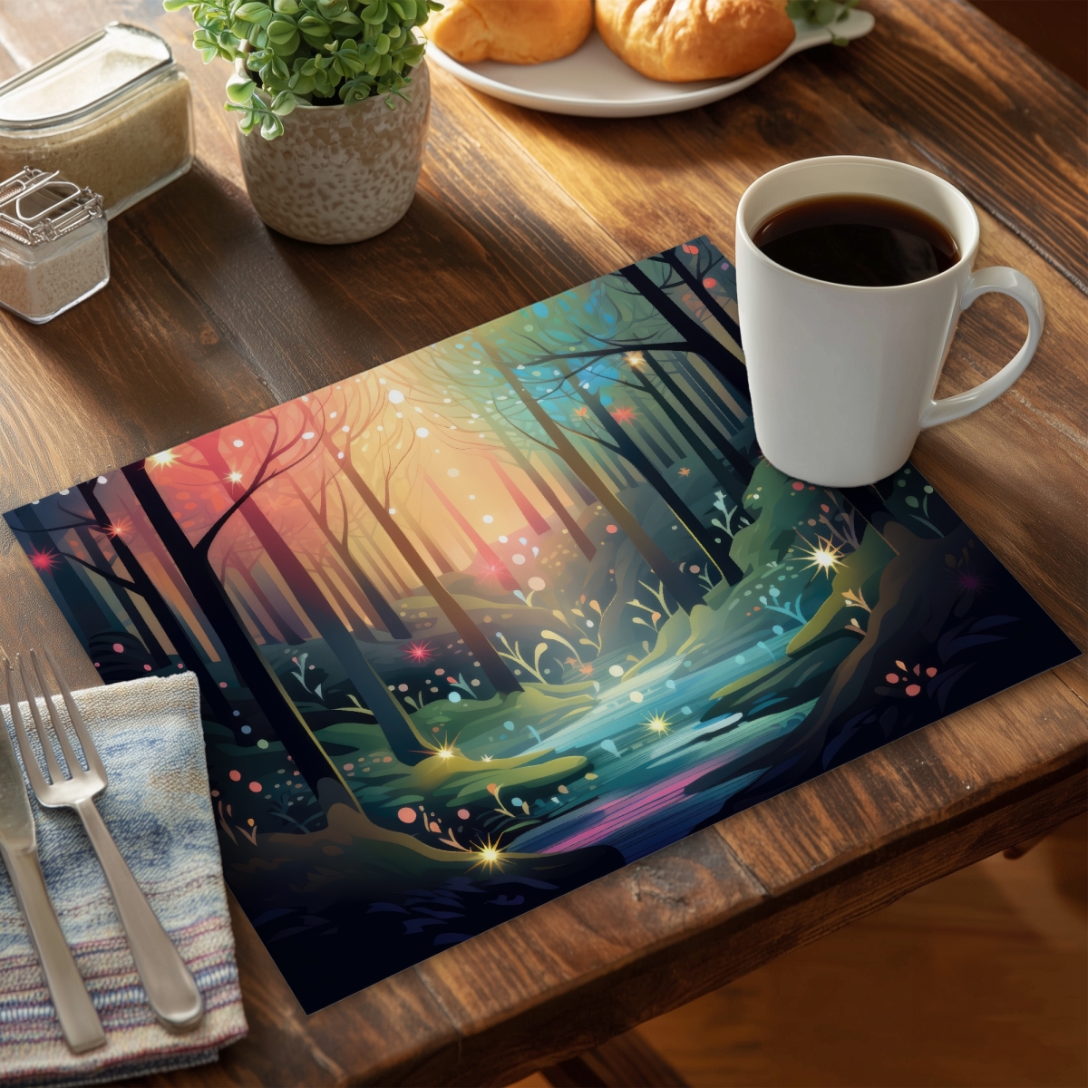 Picture of MWW CPPM1418GOGS0J 14 x 18 in. Magical Forest Beige Polyester Placemat - Home Decor Accent