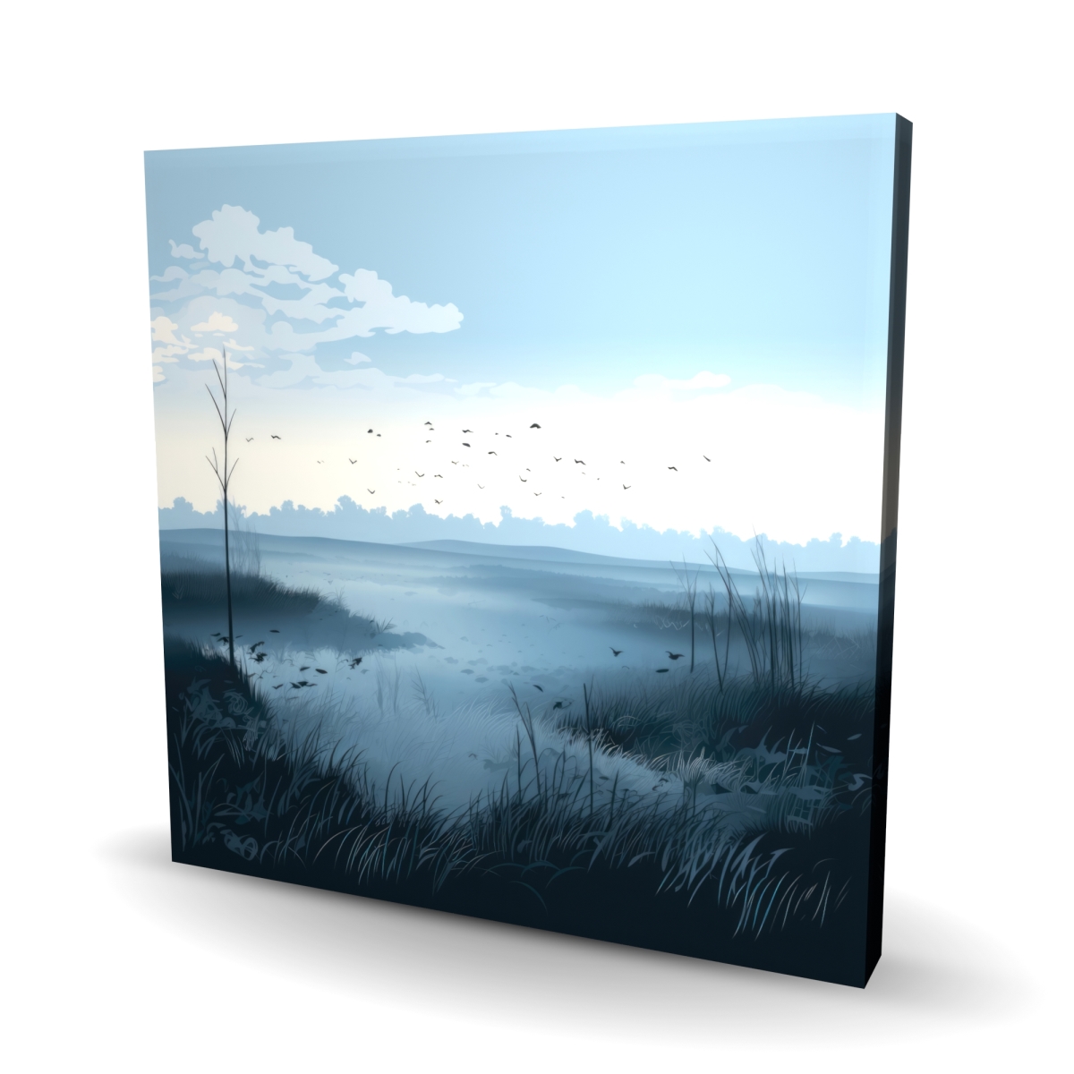 C1RC2424E5N03F 24 x 24 in. Evening Marsh - Gray Canvas Wall Art for Home Decor