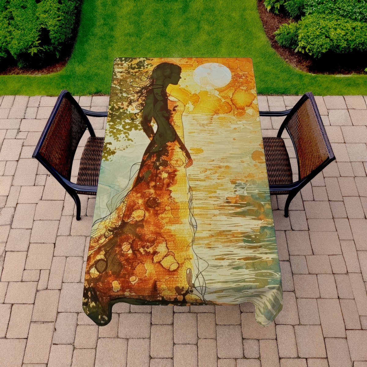 Picture of MWW C1TCLRGEQPXS2V 58 x 102 in. Peaceful Sun Orange Indoor & Outdoor Tablecloth - Home Decor