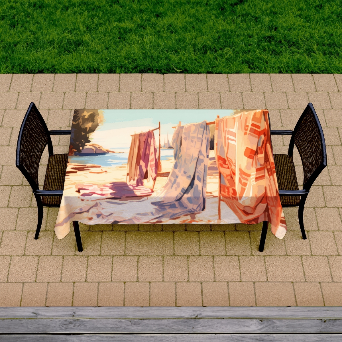 Picture of MWW C1TCLRGEU6LMRF 58 x 102 in. Warm Sands Beige Indoor & Outdoor Tablecloth for Home Decor