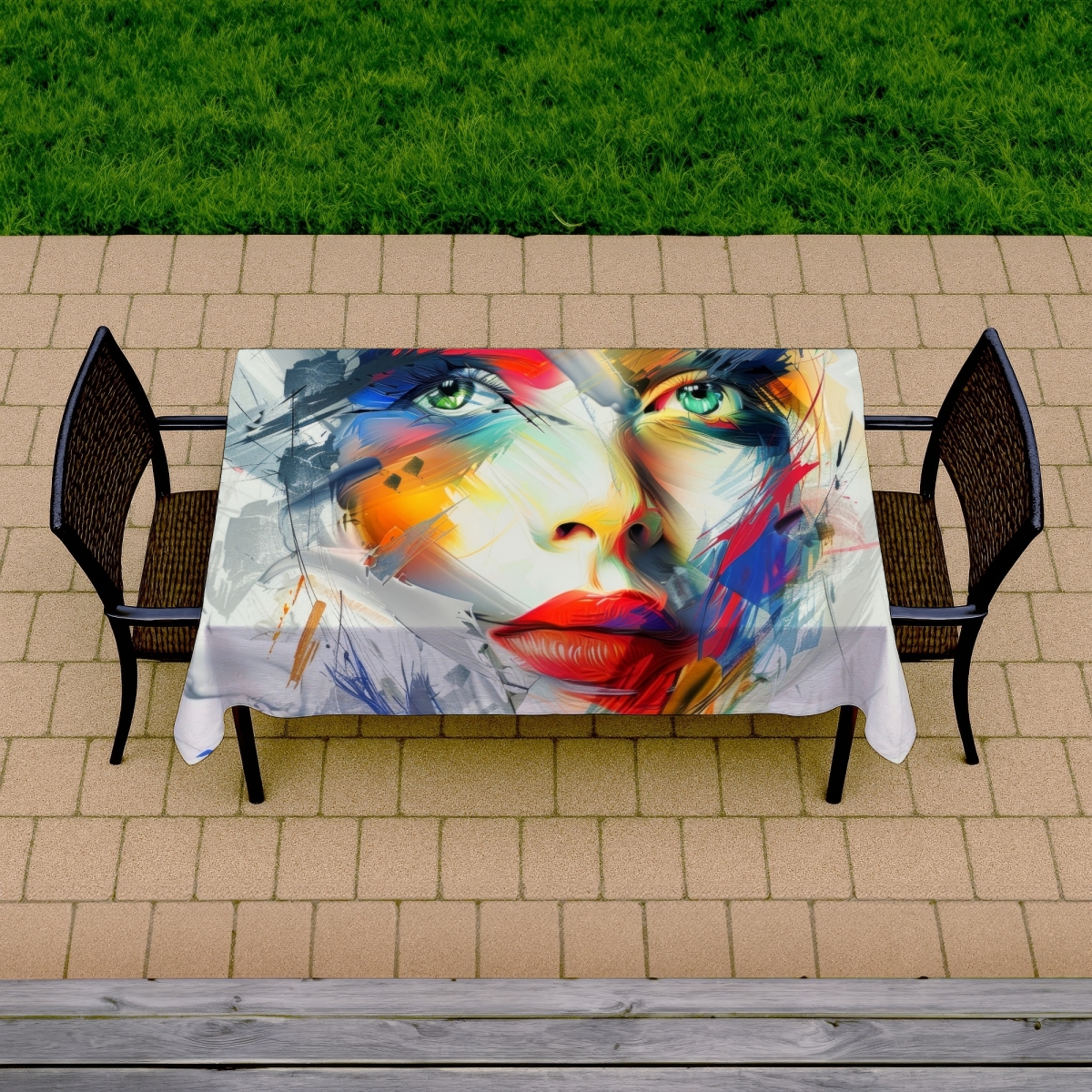 Picture of MWW C1TCLRGEU8NW54 58 x 102 in. Abstract Look Blue Indoor & Outdoor Tablecloth for Home Decor
