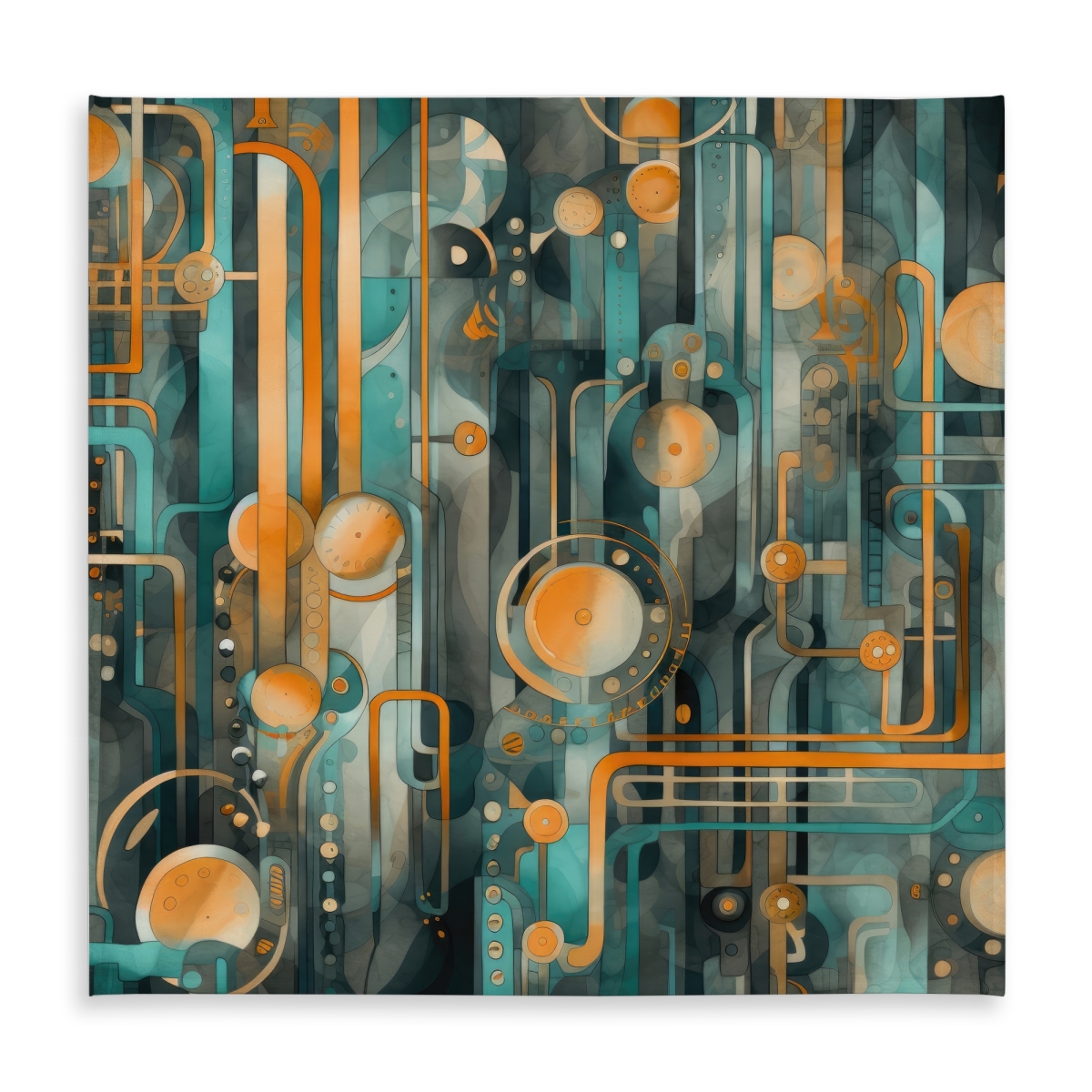 Picture of MWW C1TC58580LMNYJ 58 x 58 in. Astrological Machinery Turquoise Tablecloth - Indoor & Outdoor Decor