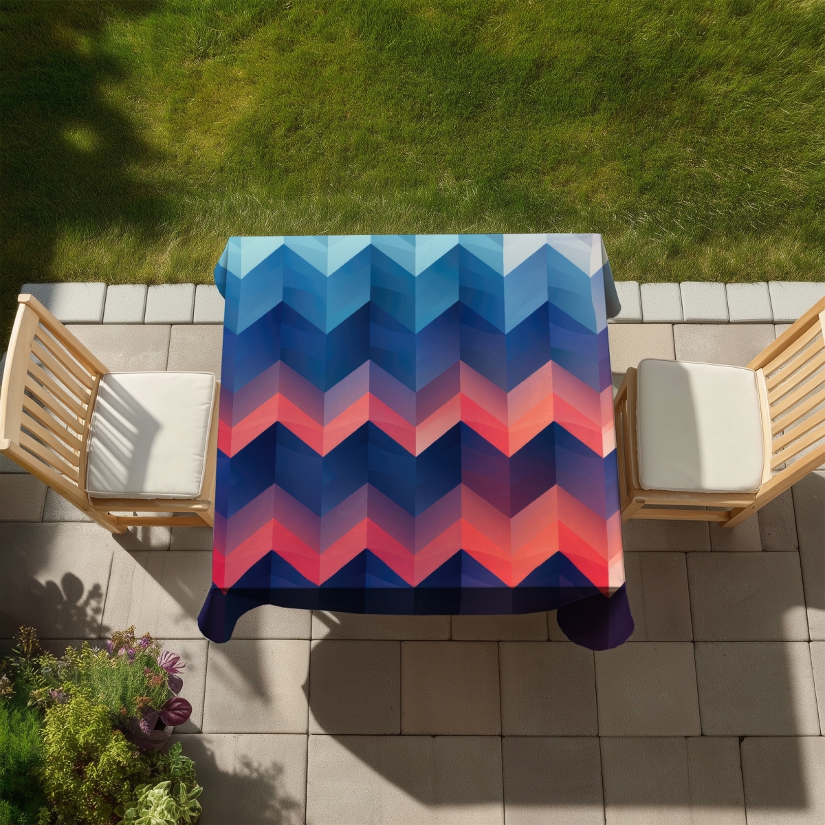 Picture of MWW C1TC58580UAXG0 58 x 58 in. Heat Waves Blue Indoor & Outdoor Tablecloth for Home Decor