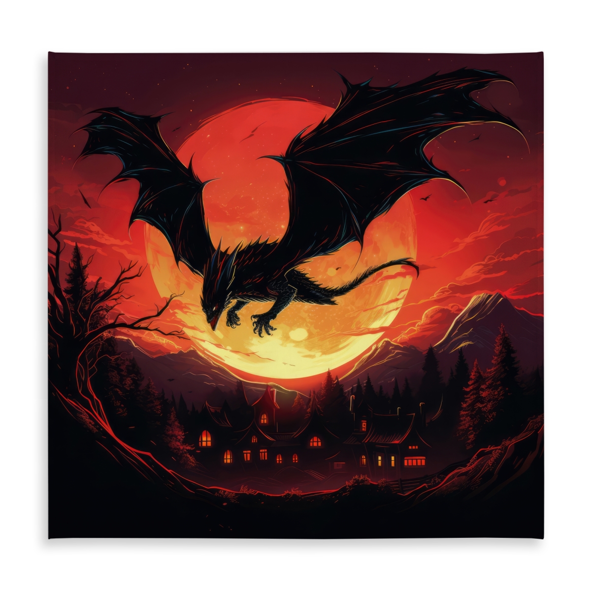 Picture of MWW C1TC58583798AL 58 x 58 in. The Dragons Wrath - Red Indoor & Outdoor Tablecloth for Decor