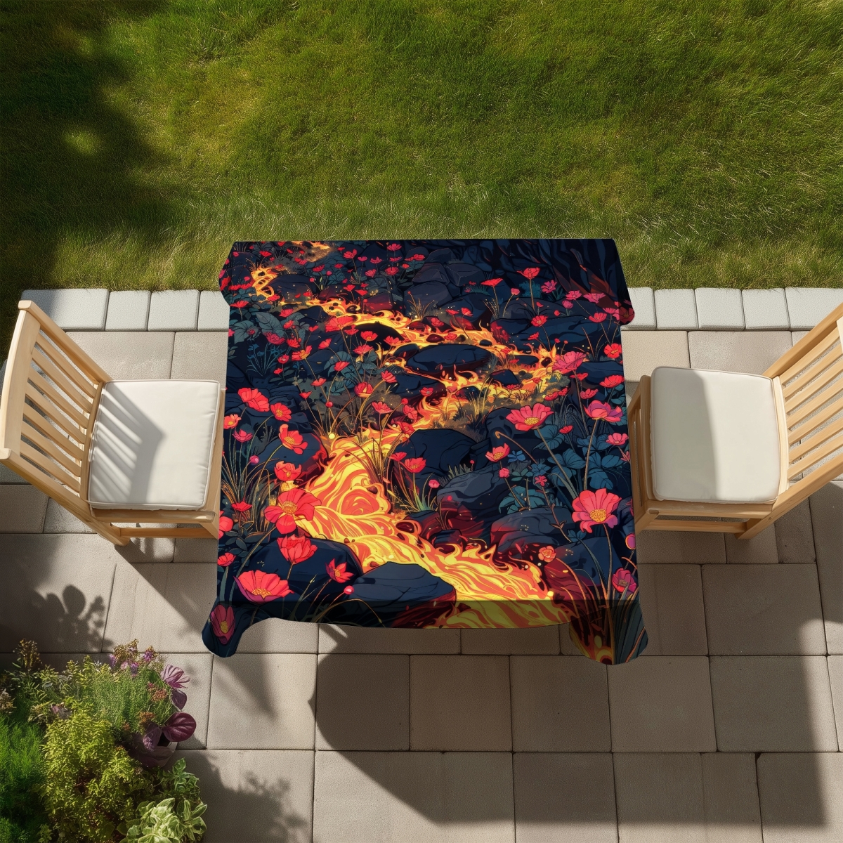Picture of MWW C1TC58585ZRG2Y 58 x 58 in. Dodging Nature Red Indoor & Outdoor Tablecloth for Home Decor