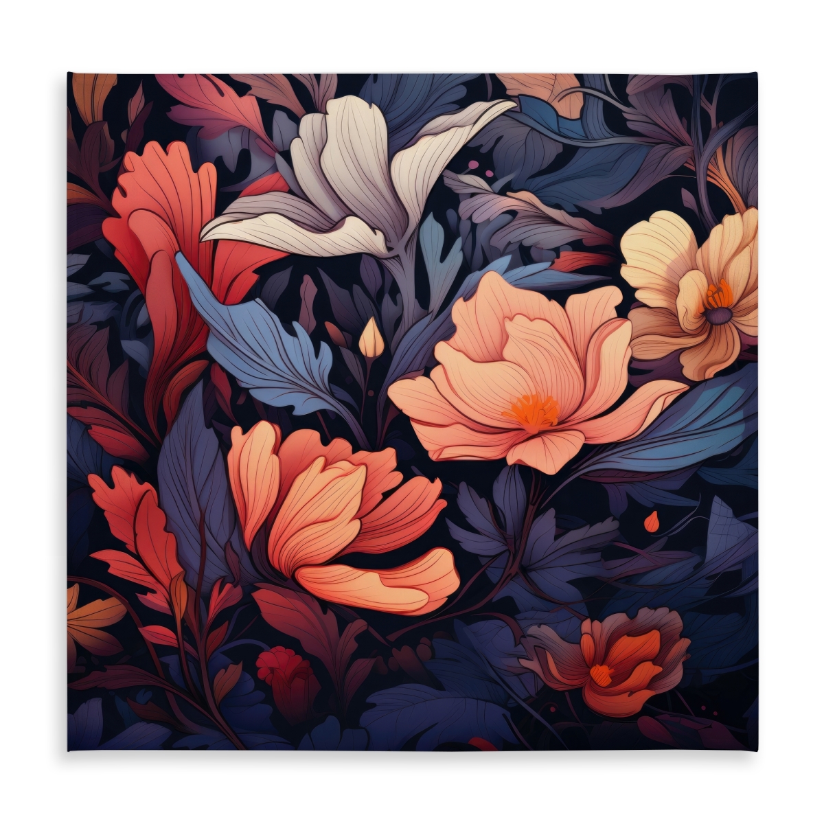 Picture of MWW C1TC5858I9EI6L 58 x 58 in. Blooming Uninterrupted Blue Tablecloth for Indoor & Outdoor Decor