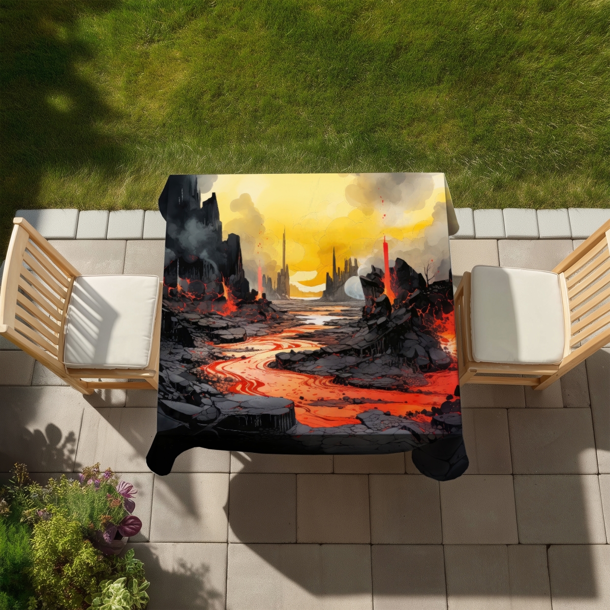 Picture of MWW C1TC5858P8XYYR 58 x 58 in. Charred White Indoor & Outdoor Tablecloth for Home Decor