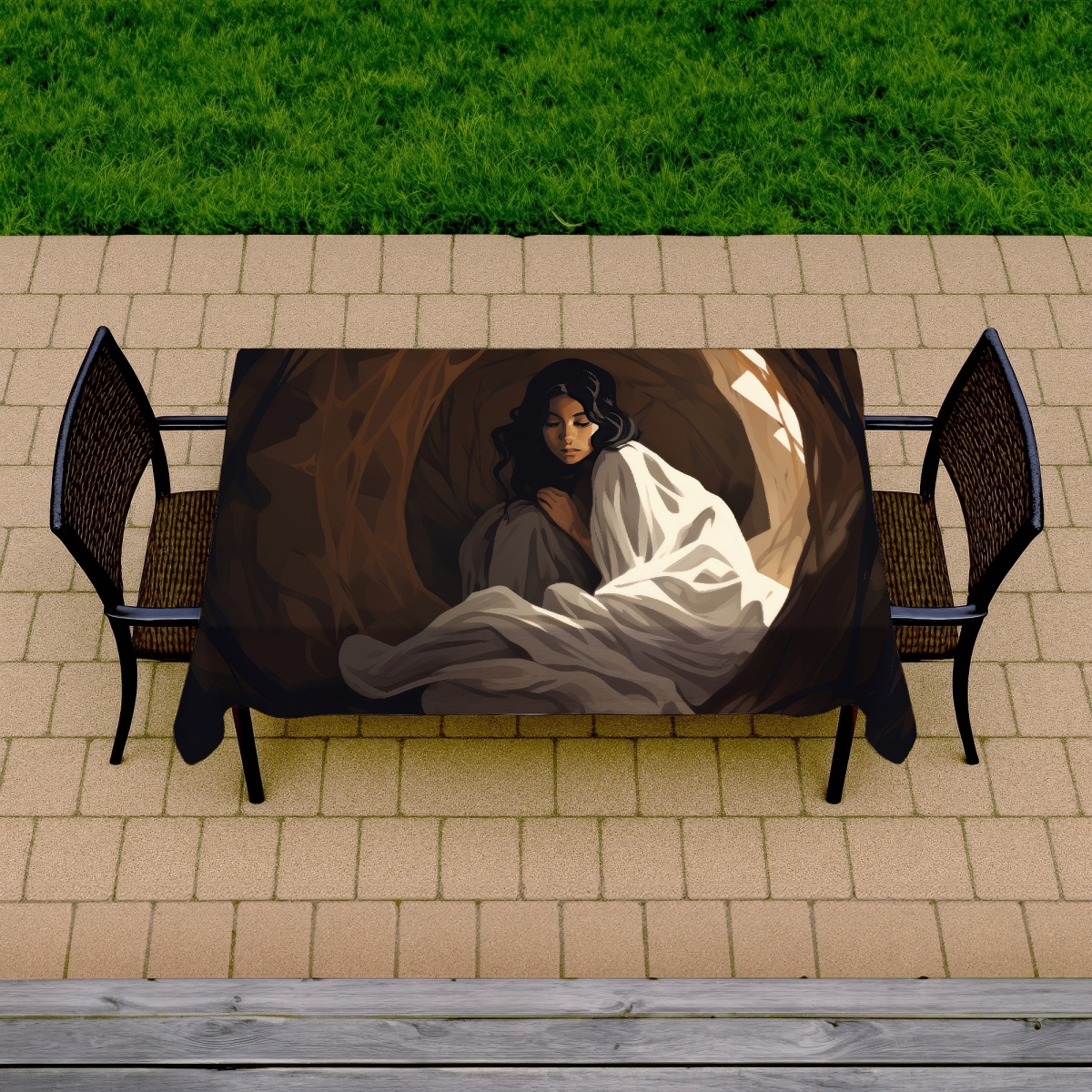 Picture of MWW C1TCLRGEYD9O99 58 x 102 in. Warm Embrace Brown Indoor & Outdoor Tablecloth for Home Decor