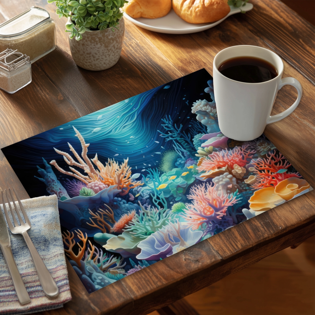 Picture of MWW CPPM1418X8GJUZ 14 x 18 in. The Reef Purple Polyester Placemat - Stylish Home Decor