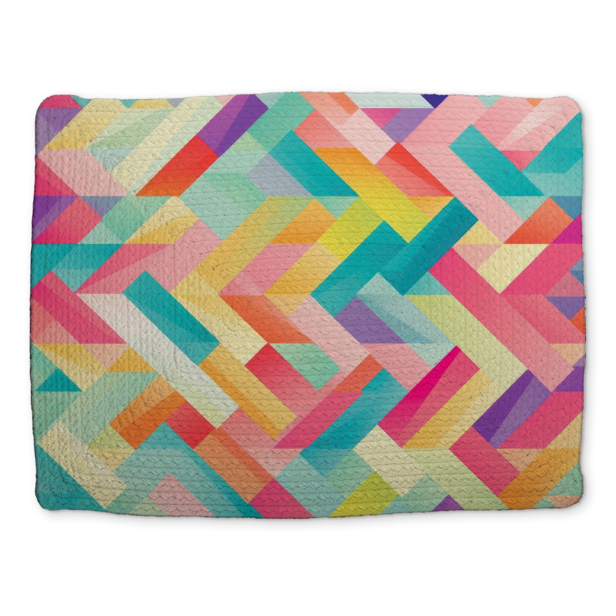 Picture of MWW CBPM1418JTD0A5 14 x 18 in. Stripe Harmony Turquoise Braided Polyester Placemat - Home Decor