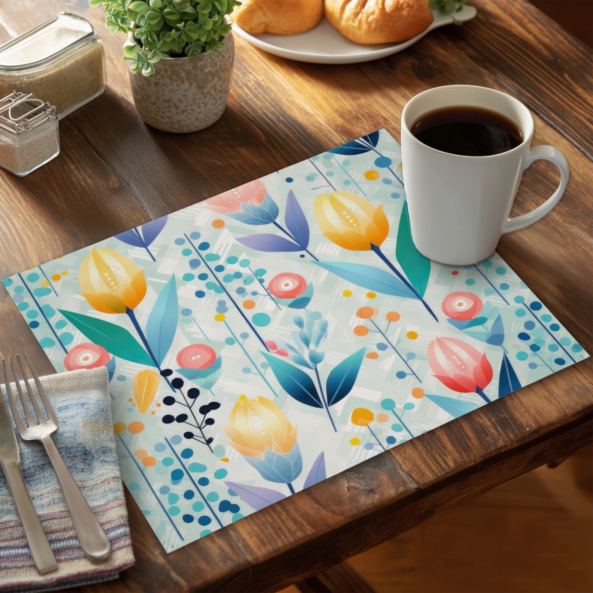 Picture of MWW CPPM1418MHHEY6 14 x 18 in. Calming Scents Turquoise Polyester Placemat - Home Decor