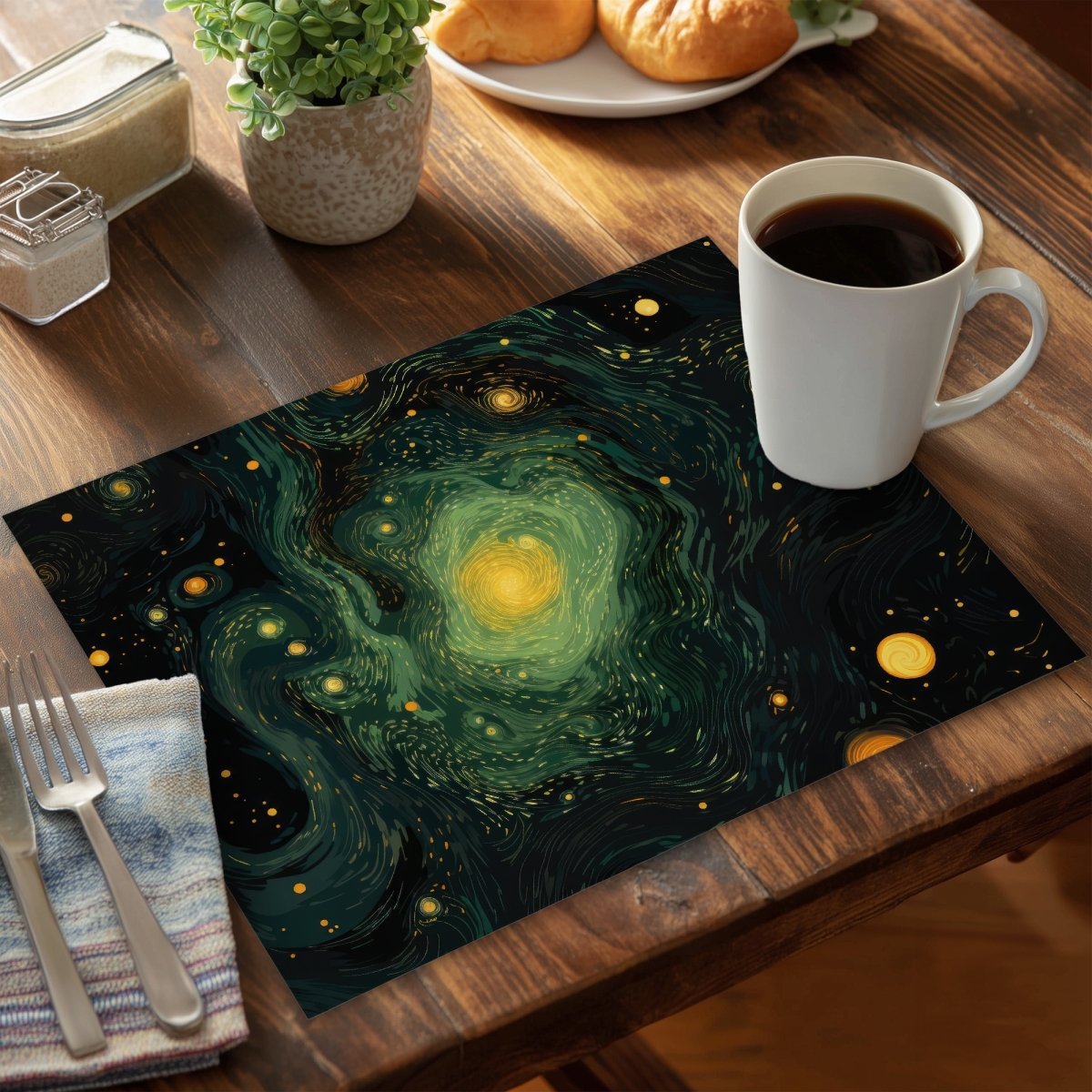 Picture of MWW CPPM1418Q380LP 14 x 18 in. Illuminated in Space Yellow Polyester Placemat - Home Decor