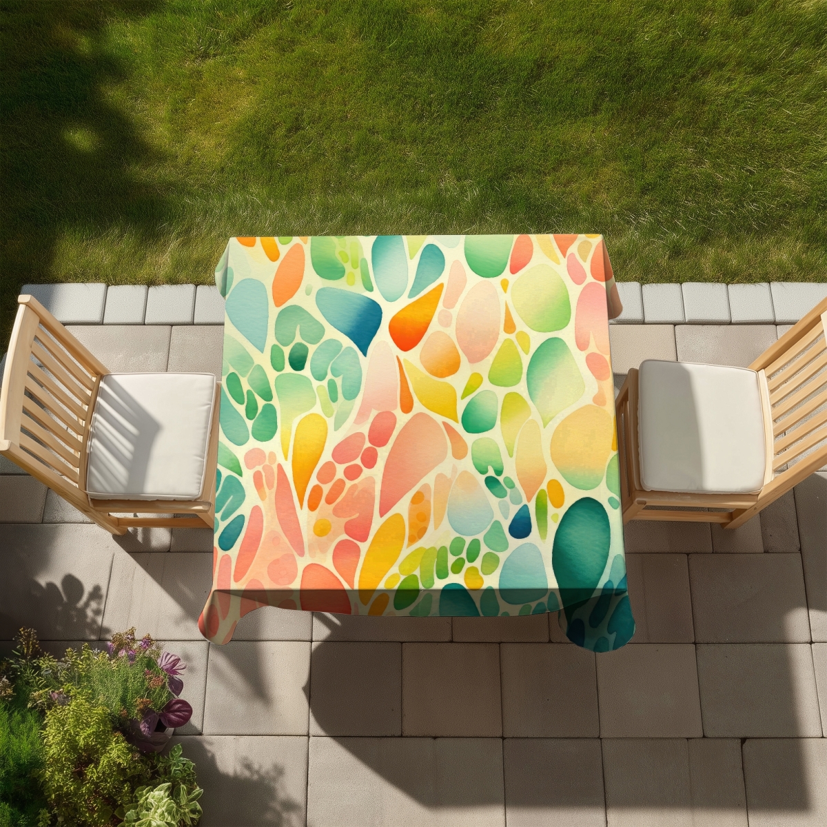 Picture of MWW C1TC5858QICYZ8 58 x 58 in. Organic Fruits Turquoise Tablecloth - Indoor & Outdoor Decor