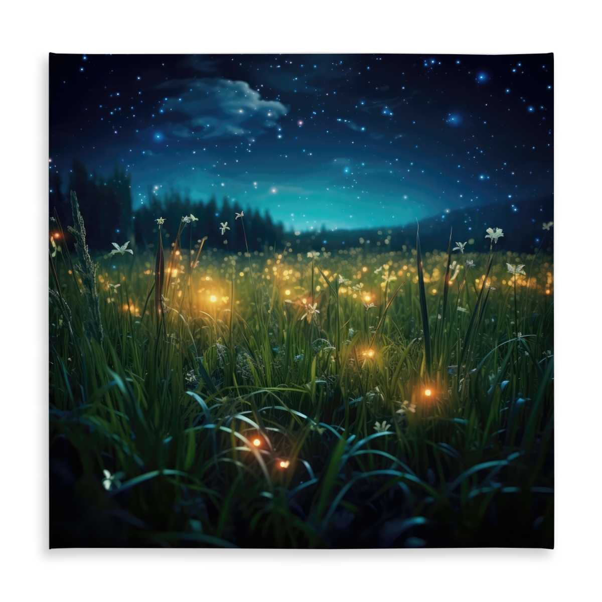 Picture of MWW C1TC5858YRKEX0 58 x 58 in. Fireflies at Night Black Tablecloth - Indoor & Outdoor Decor