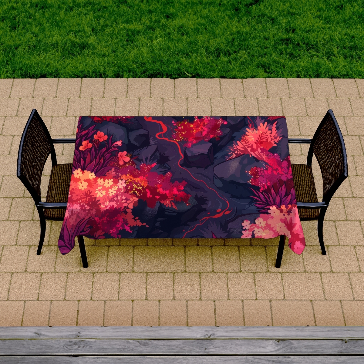 Picture of MWW C1TCLRGE2197QR 58 x 102 in. Burning Plants Pink Indoor & Outdoor Tablecloth for Home Decor