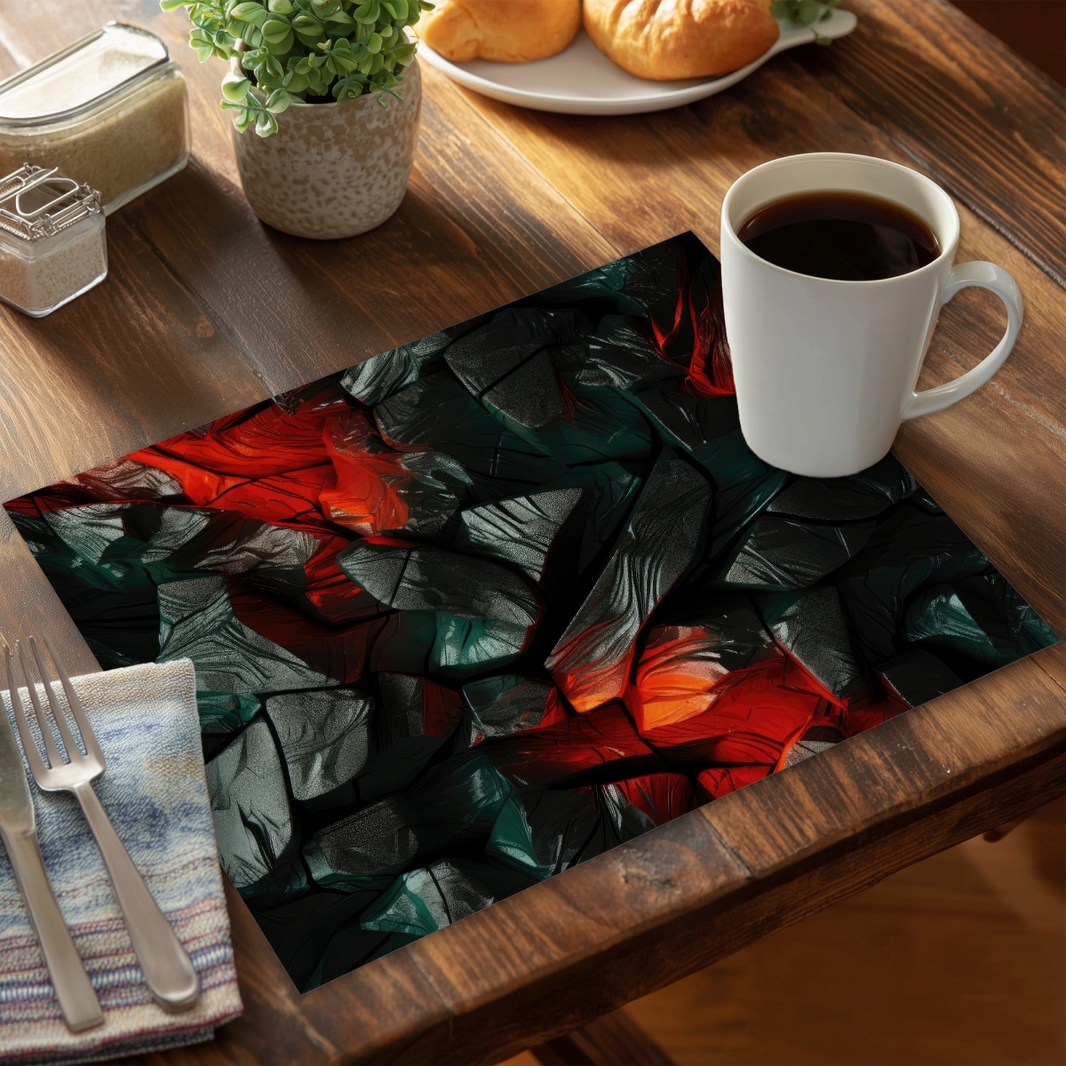 Picture of MWW CPPM1418FCFTME 14 x 18 in. Hiding Under Red Polyester Placemat - Stylish Home Decor