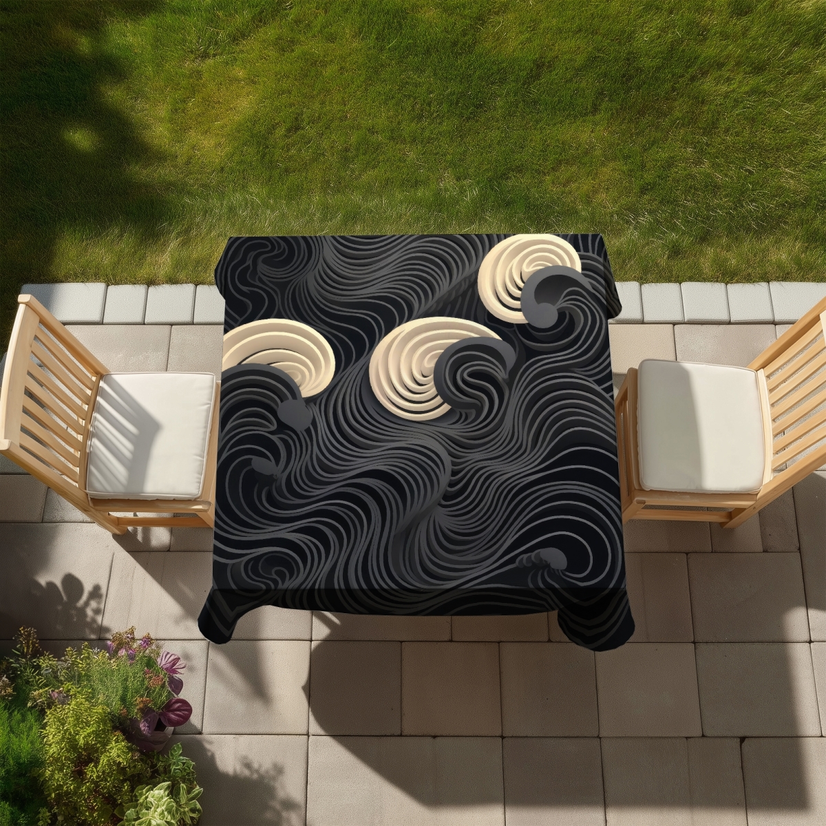 Picture of MWW C1TC5858URTP0W 58 x 58 in. Layers Gray Indoor & Outdoor Tablecloth for Home Decor - Stylish