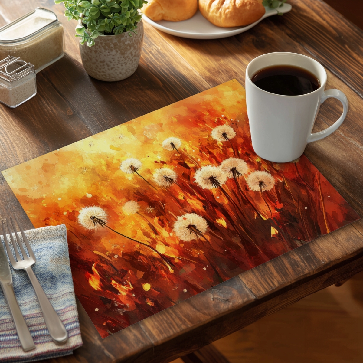 Picture of MWW CPPM1418FMBC40 14 x 18 in. Dandelion Fire - Orange Polyester Placemat for Home Decor