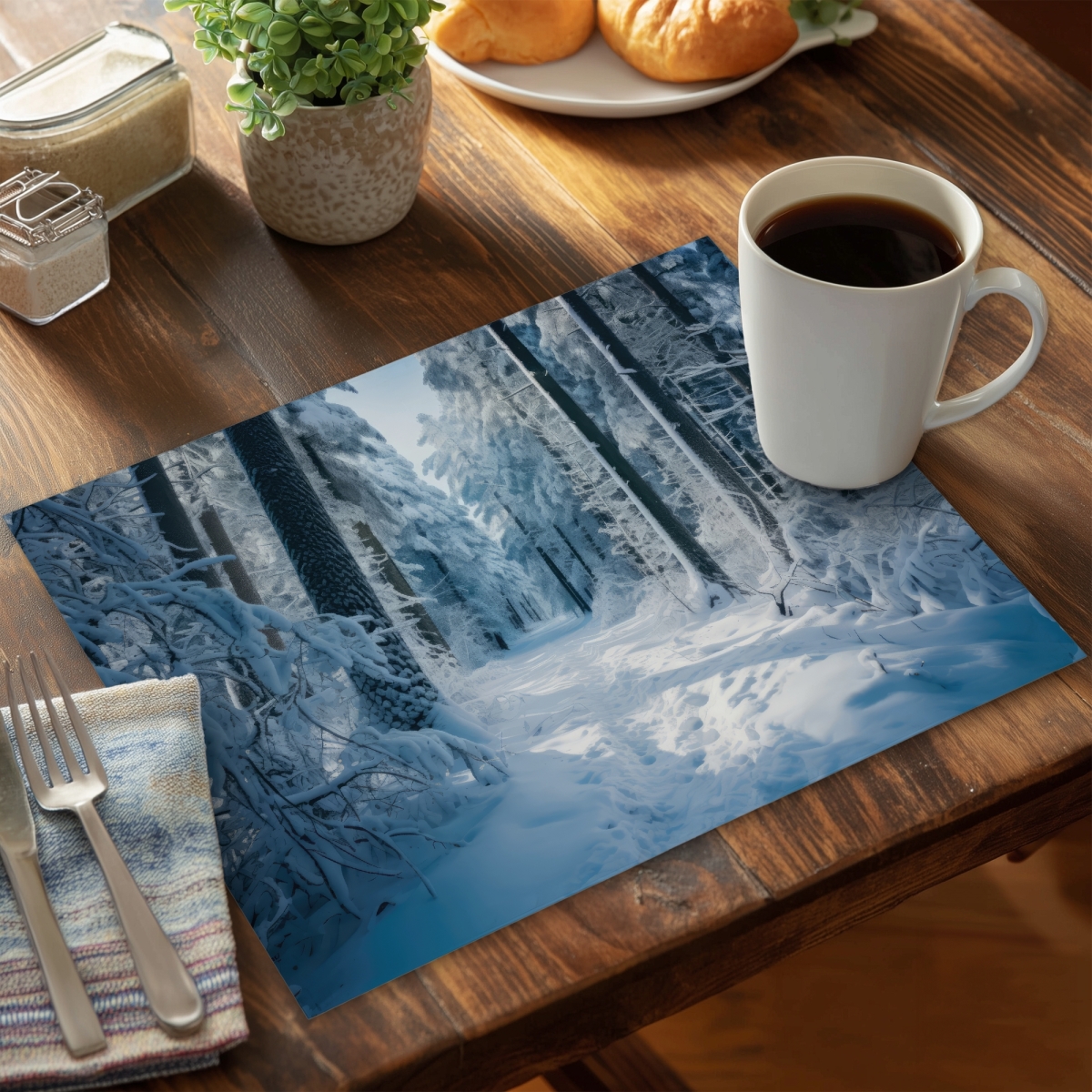 Picture of MWW CPPM1418G12G3M 14 x 18 in. Cold Forest Blue Polyester Placemat for Home Decor - Stylish