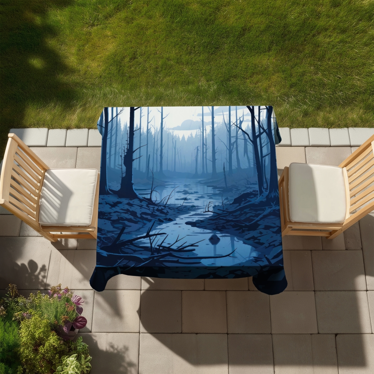 Picture of MWW C1TC5858XZGQRL 58 x 58 in. Dead Lands Black Indoor & Outdoor Tablecloth for Home Decor