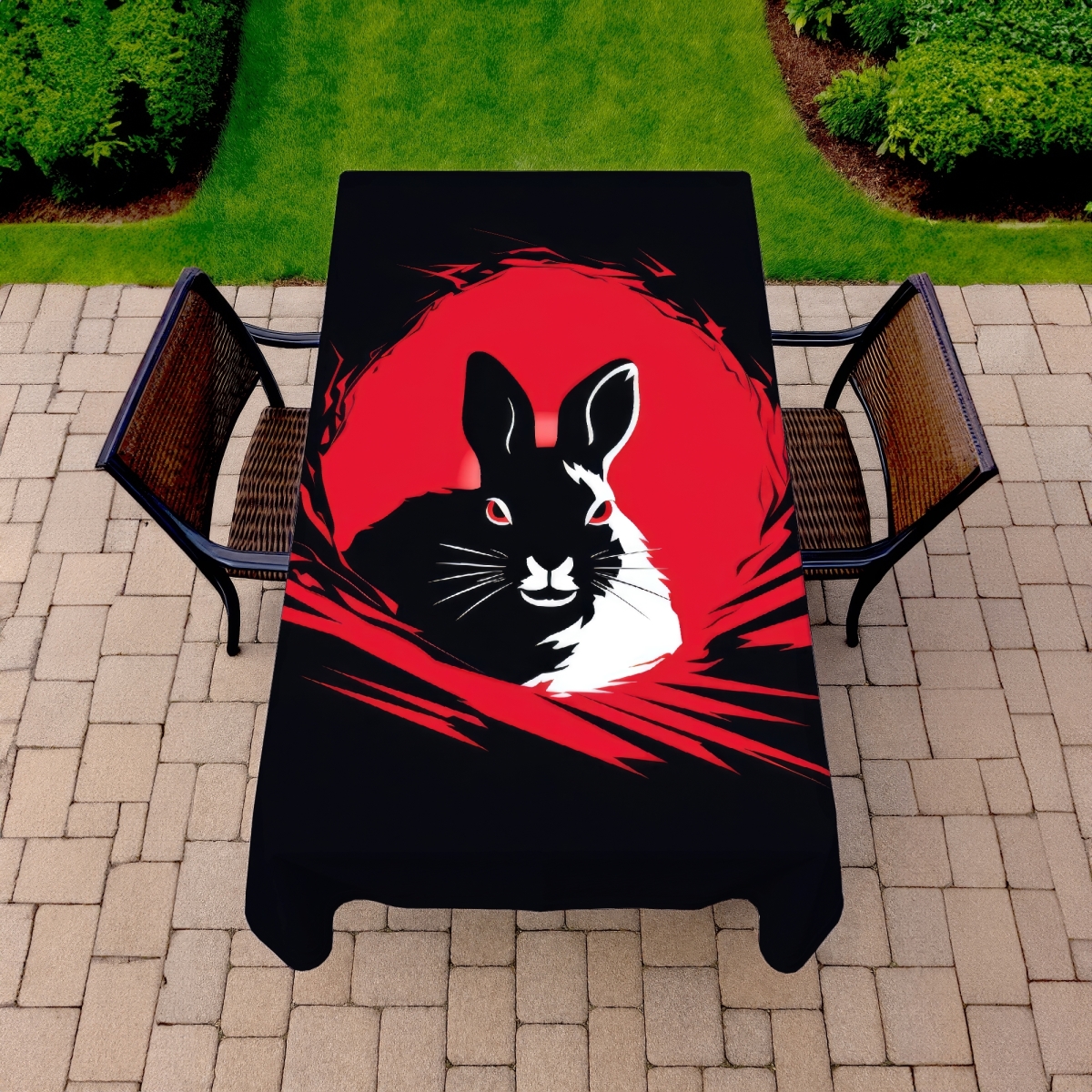 Picture of MWW C1TCLRGEMRQDXP 58 x 102 in. Bad Intentions Black Indoor & Outdoor Tablecloth for Home Decor