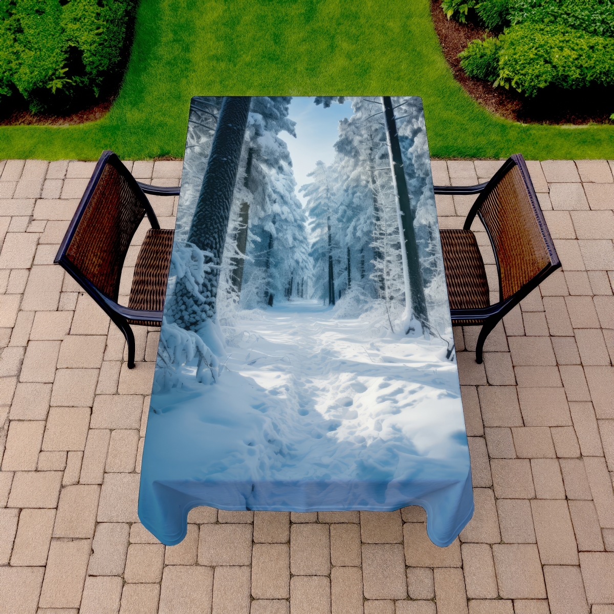 Picture of MWW C1TCLRGEON1W8T 58 x 102 in. Cold Forest White Tablecloth - Indoor & Outdoor Home Decor
