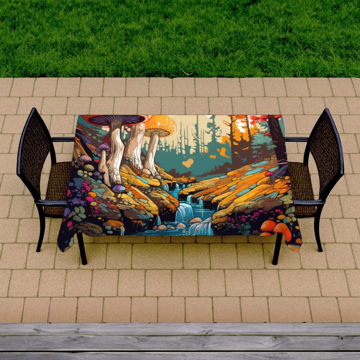 Picture of MWW C1TCLRGERKVW0J 58 x 102 in. Wisdom Inbound Orange Indoor & Outdoor Tablecloth for Home Decor