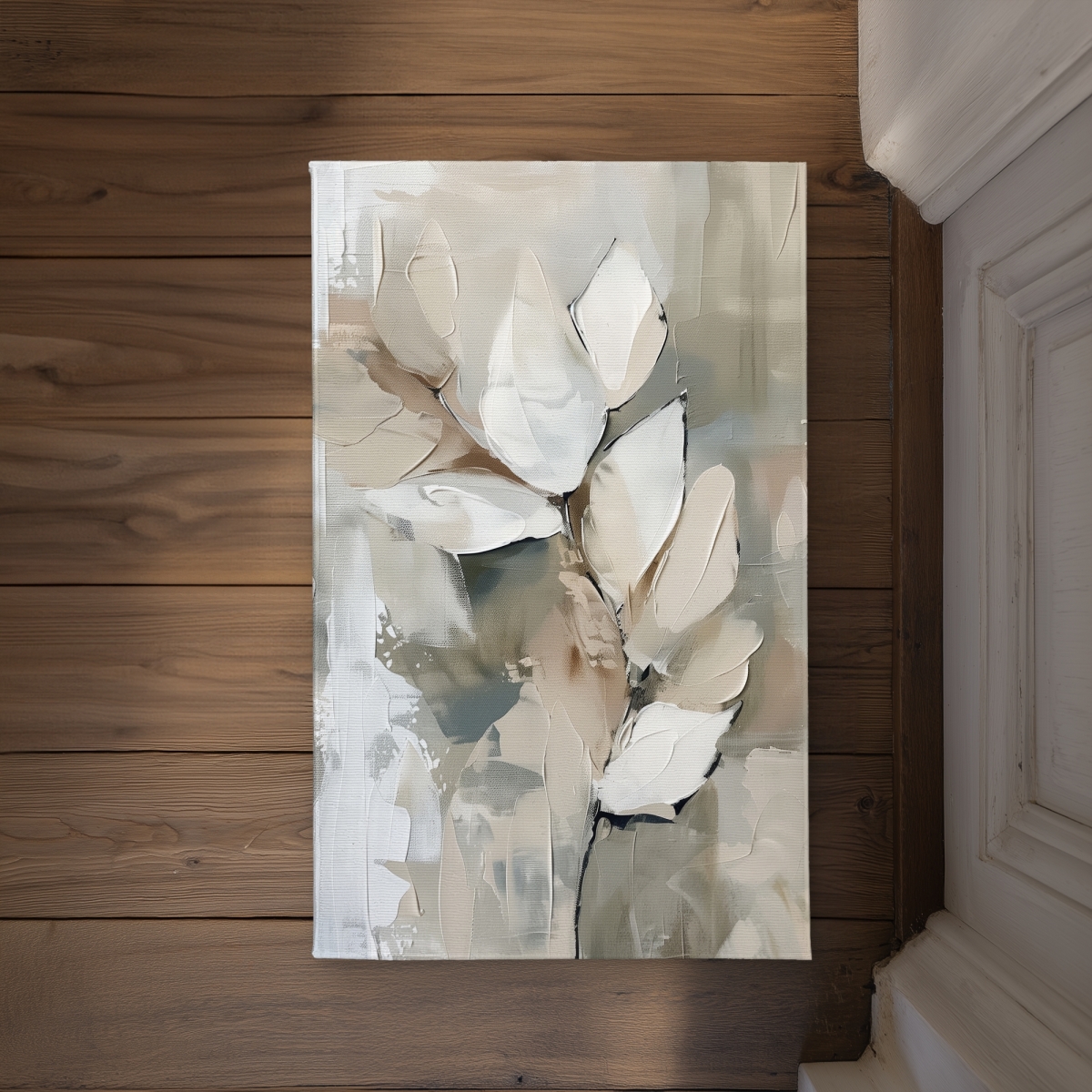 CODM2134QEEWNN 21 x 34 in. Leaf White Indoor & Outdoor Door Mat - Stylish Home Decor