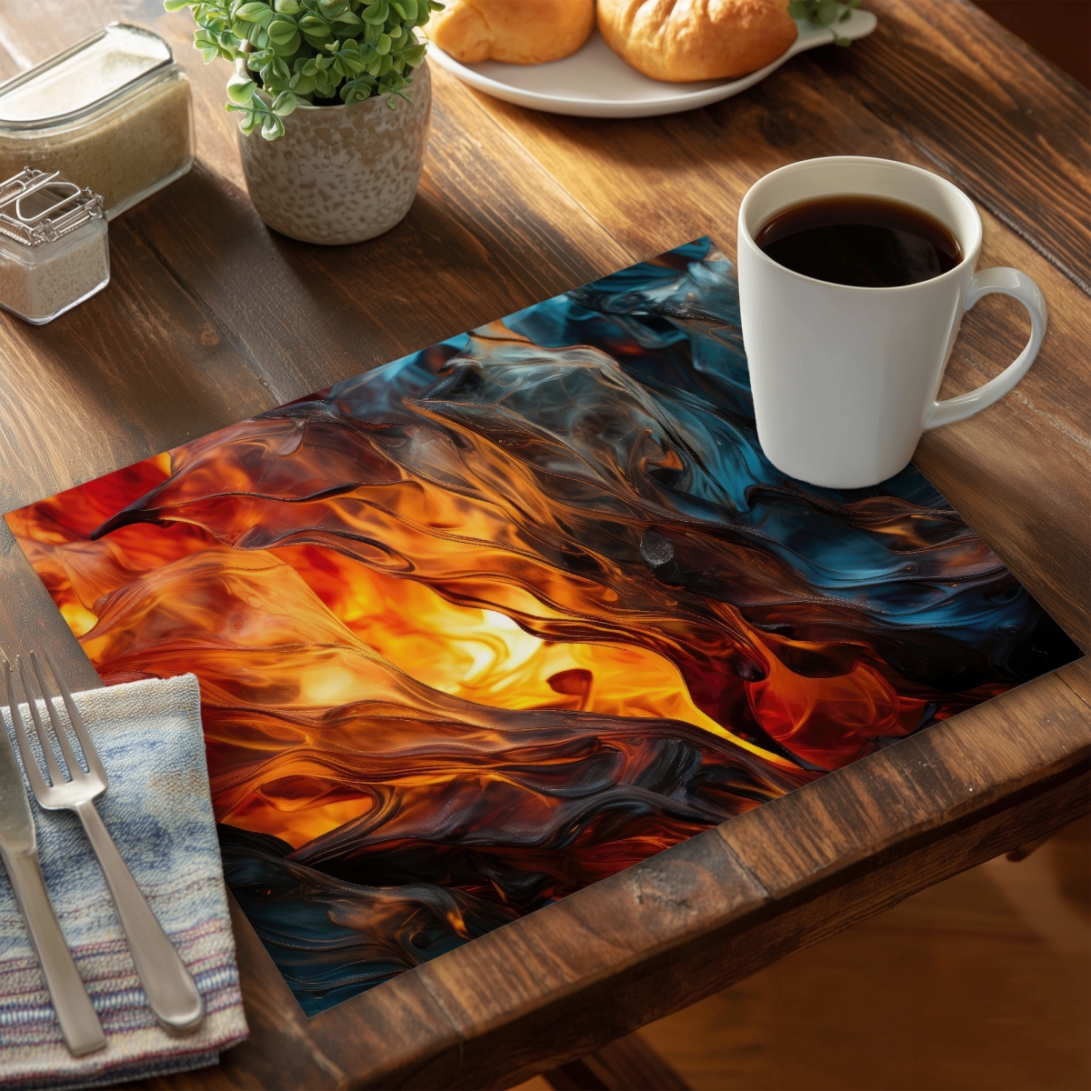 Picture of MWW CPPM14181H2ZOR 14 x 18 in. Crystallized Fire - Blue Polyester Placemat for Home Decor