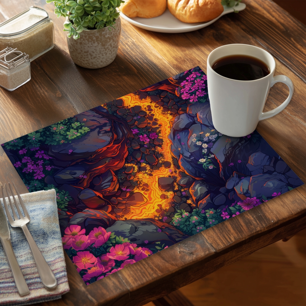 Picture of MWW CPPM1418C9ELLU 14 x 18 in. Hot River Black Polyester Placemat for Stylish Home Decor