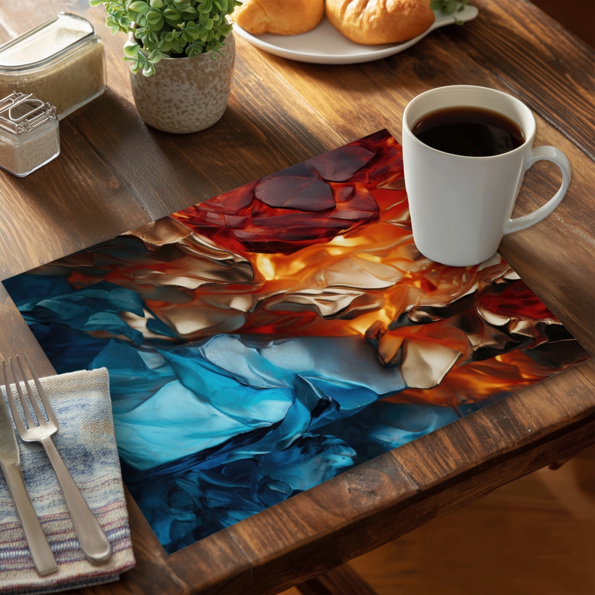 Picture of MWW CPPM1418EYUPJB 14 x 18 in. Mineral Contrast - Red Polyester Placemat for Home Decor