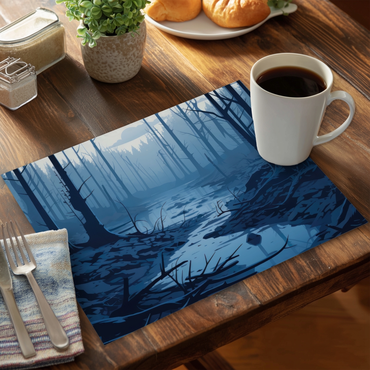 Picture of MWW CPPM1418FAKXAE 14 x 18 in. Dead Lands Blue Polyester Placemat for Stylish Home Decor