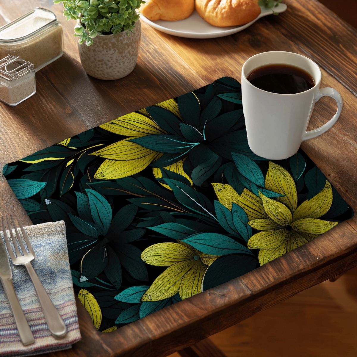Picture of MWW CBPM1418ZKYCGT 14 x 18 in. Potent Turquoise Braided Polyester Placemat - Home Decor