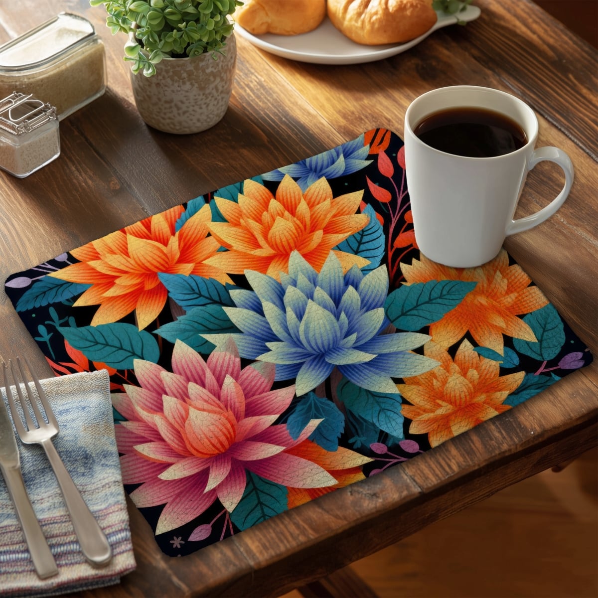 Picture of MWW CBPM14180C8U6M 14 x 18 in. Color Bouquet - Pink Braided Polyester Placemat for Home Decor