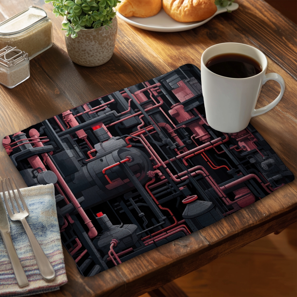 Picture of MWW CBPM14180DUIH8 14 x 18 in. Dark Pipes - Gray Braided Polyester Placemat for Home Decor