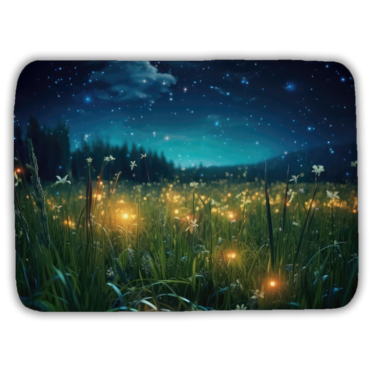 C1BM1724DLS4YG 17 x 24 in. Fireflies at Night Black Bath Mat - Elegant Home Decor