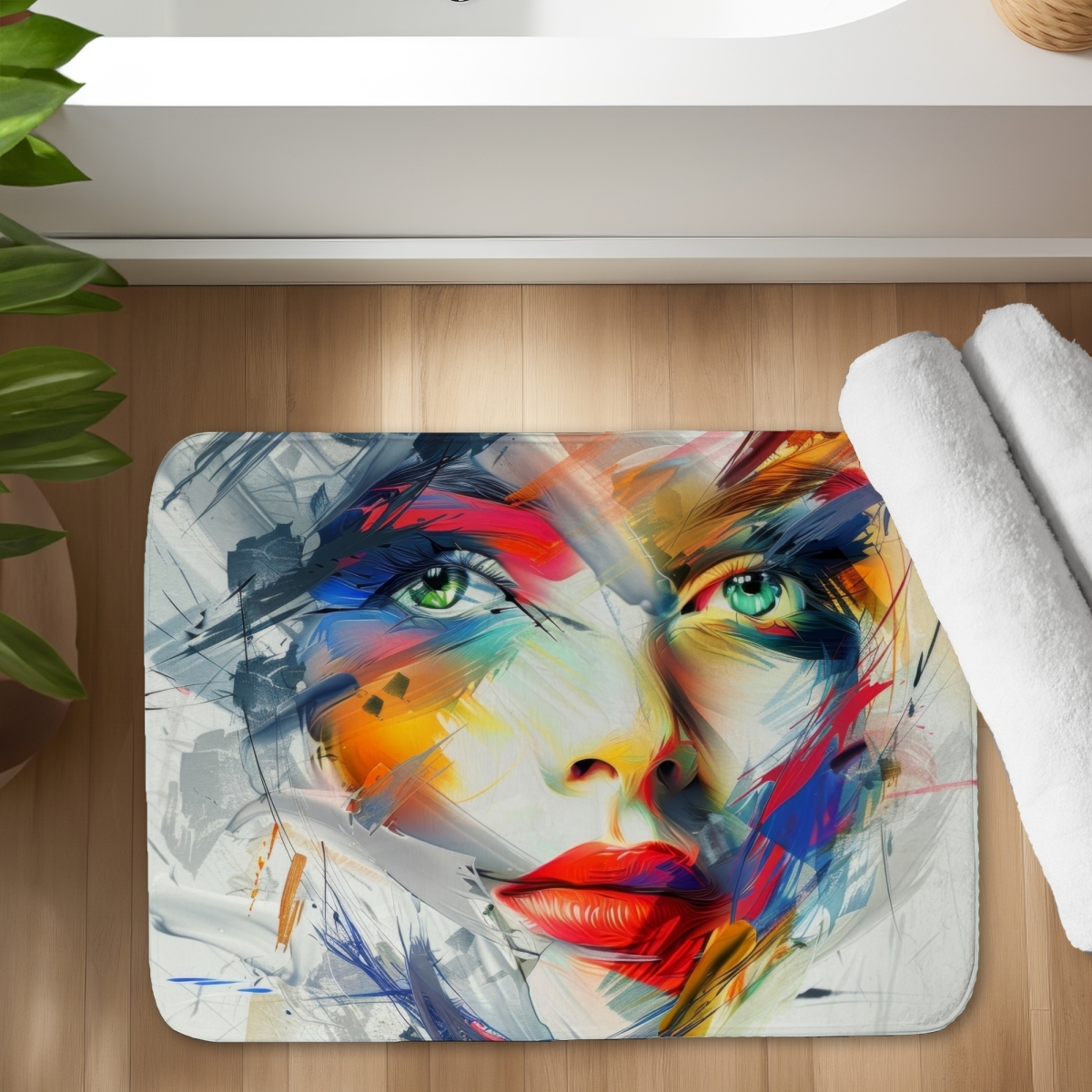 C1BM1724L4BEHF 17 x 24 in. Abstract Look White Bath Mat - Stylish Home Decor Accent